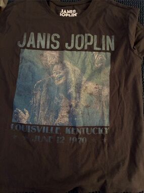 Janis Joplin Black Graphic Tee - Short Sleeve